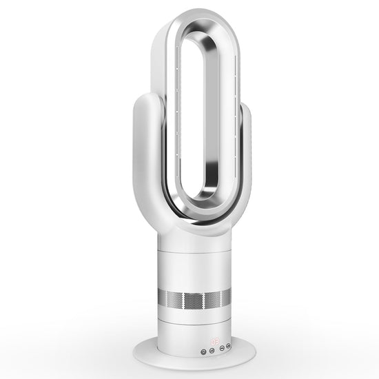 GRECOOK QG660 Bladeless Tower Fan, 2-in-1 Heater & Cooling Fan with Remote & Touch Control, 10 Cooling + 3 Heating Modes, Ultra-Quiet DC Motor for Bedroom & Home Office